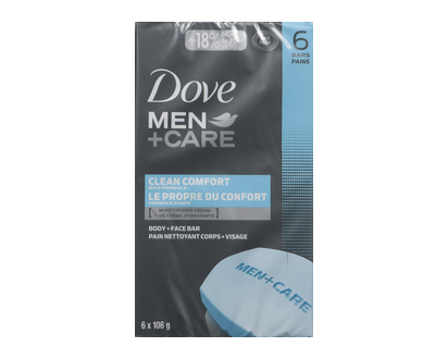 Dove Mens Care Bar Clean Comfort 106Gr 6 Pk - 01780