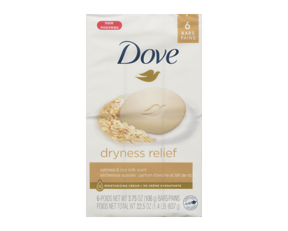 Dove Bar Soap Oatmeal Milk Rice 6 Pk - 02747