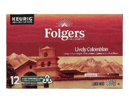 Folgers Kcup Lively Colombian 12X108g 108 Gr - 20084
