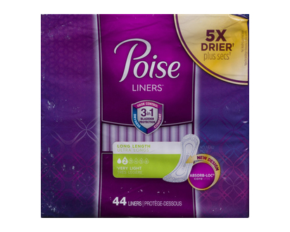 Poise Pantiliners Very Light Long 44 Pk - 19304