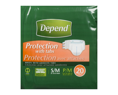 Depend Fitted Briefs Max Protection S M 20 Pk - 19740