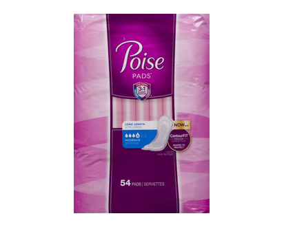 Poise Moderate Long Pads 54 Pk - 33590