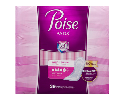 Poise Maximum Long Pads 39 Pk - 33591