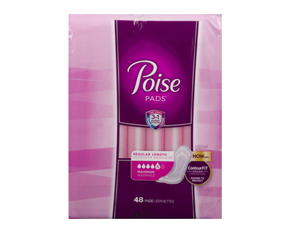 Poise Pad Max Absorbency Side Shields 48 Pk - 33594