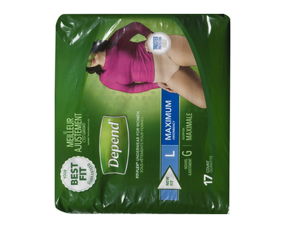 Depend Maximum Absorbency Women Lrg 17 Pk - 38531