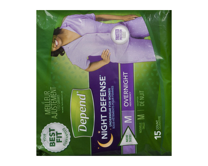 Depend Women Underwear Night Defense Med 15 Pk - 47918