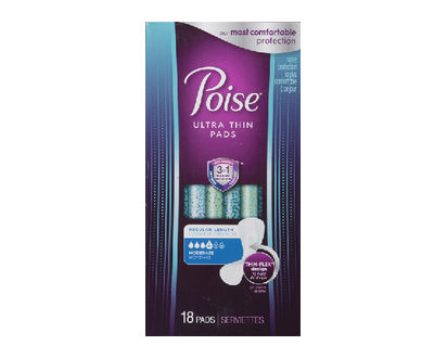 Poise Ultra Thin Moderate Absorbncy Pad 18 Pk - 51396