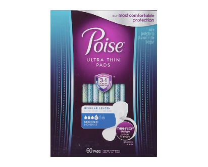 Poise Ultra Thin Moderate Absorbncy Pad Rg 60 Pk - 51397