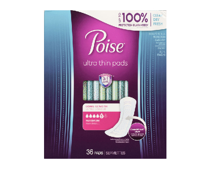 Poise Ultra Thin Max Long Absorbency Pad 36 Pk - 54352