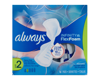 Always Infinity Pads Heavy Flow W Wings 16 Pk - 11714