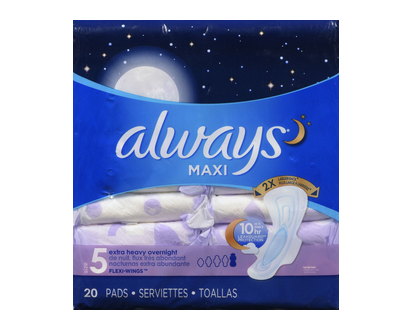 Always Maxi Pads Overnight Xtr Heavy Flow 20 Pk - 17902