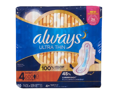 Always Ult Thn Pads Overnight Unscntd Sz 4 50 Pk - 25540