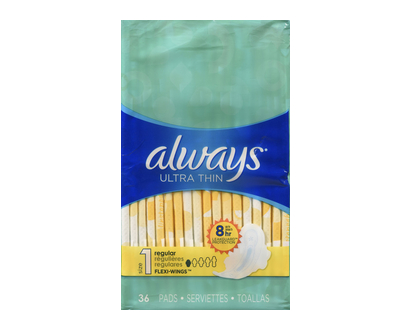 Always Ultra Thin Pads Regular W Wings 36 Pk - 30656