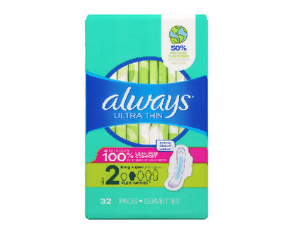 Always Ultra Thin Pads Long W Wings 32 Pk - 30659