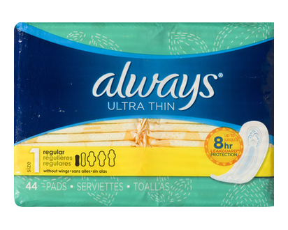 Always Ultra Thin Pads Regular 44 Pk - 31484