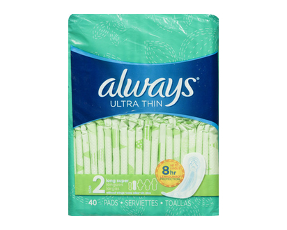 Always Ultra Thin Pads Long Super 40 Pk - 32494