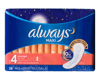 Always Maxi Pads Overnight 28 Pk - 38601