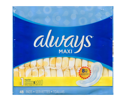 Always Maxi Pads Regular 48 Pk - 66103