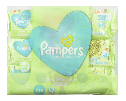 Pampers Complete Clean Bb Wipes Unscent 3X 216 Pk - 75533