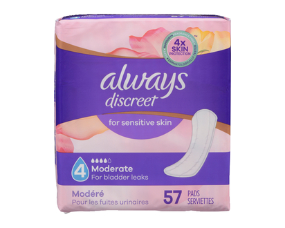 Always Discreet Moderate Pad Sensitive 57 Pk - 86104