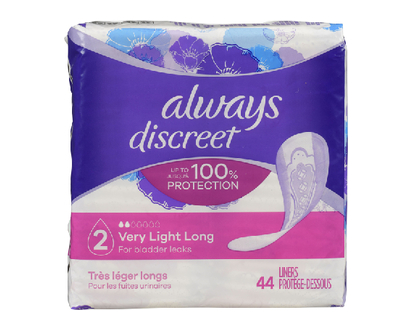 Always Discreet Liner Very Light Long 44 Pk - 88634