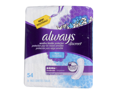 Always Discreet Pad Moderate Long 54 Pk - 88707
