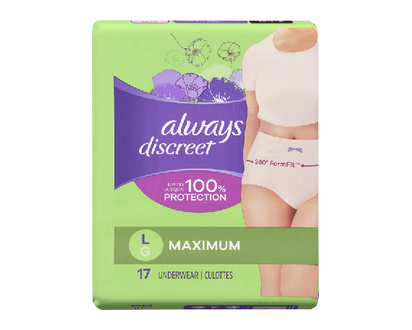Always Discreet Underwear Large Maximum 17 Pk - 88757