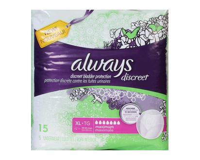 Always Discreet Underwear Xtr Lrg Maximum 15 Pk - 88761