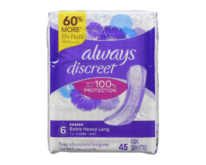 Always Discreet Ultmte Blder Cntl Lng Pad 45 Pk - 92745