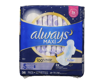 Always Max Pads Overnight Size 5 36 Pk - 93755