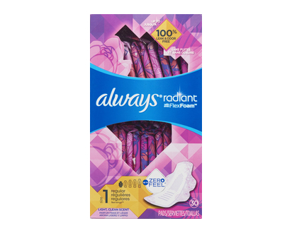 Always Radiant Infinity Pads Reg W Wings 30 Pk - 95305