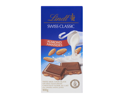 Lindt Swiss Classic Bar Milk Almond 100 Gr - 01901