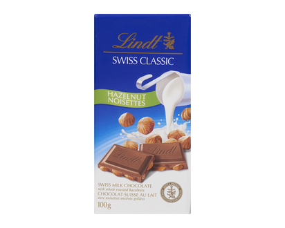Lindt Swiss Classic Bar Milk Hazelnut 100 Gr - 01987
