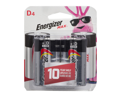 Energizer Max Battery D4 4 Pk - 03977