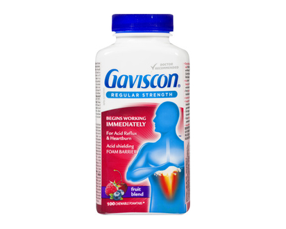Gaviscon Regular Strength Fruit Tabs 100 Pk - 10326