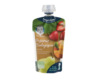Gerber Organic Puree Pear Pch Straw 128 Ml - 37408