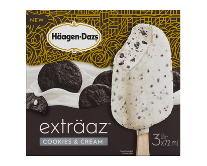 Haagen Dazs Extraaz Bars Cookies & Cr 3 Pk - 38202
