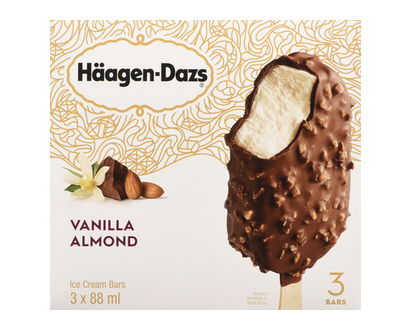 Haagen Dazs Vanilla&Almonds Bars 3 Pk - 68186