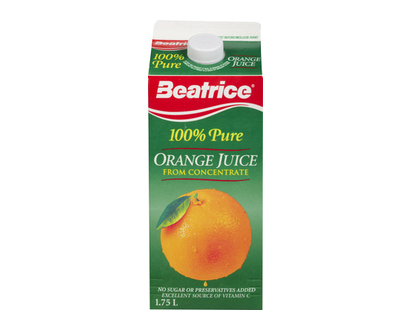 Beatrice Orange Juice 100% Pure 1.75 Lt - 12282