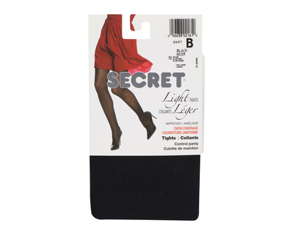 Secret 2697R Light Tight Control Top Blk B 1 Pr - 02161