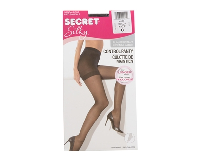 Secret Silky Run Resist Pantyhose Blk C 1 Pr - 09044