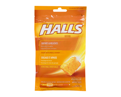 Halls Ml Honey Bag 30 Pk - 01199