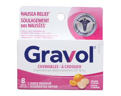 Gravol Chewable Tablets 50Mg 8 Pk - 32611