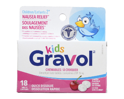 Gravol Kids Chewable Cherry 15 Mg 18 Pk - 32690
