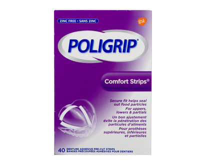 Poligrip Denture Adhesive Comfort Strips 40 Pk - 04063