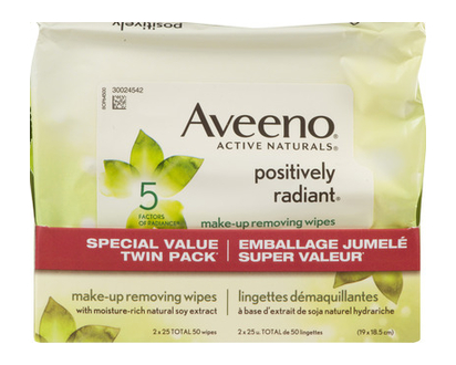 Aveeno Positively Radiant Wipes Duo 2 Pk - 23067