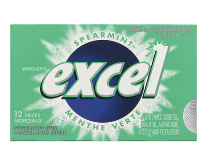 Excel Sgl Gum Sugar Free Spearmint 12 Pk - 00031