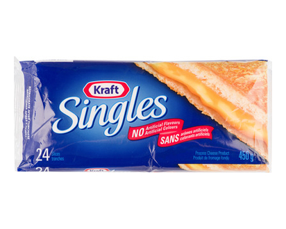 Kraft Cheese Slices Singles 450 Gr 24 Pk - 00153
