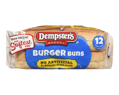 Dempsters Original White Hamburger Buns 12 Pk - 02221