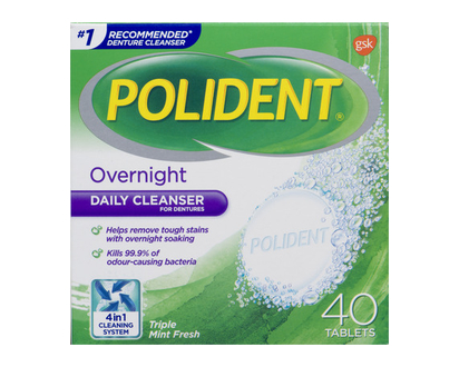 Polident Overnight Tablets 40 Pk - 04019